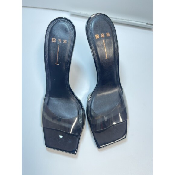 Black Suede Studio Slide Mule Heels In Black Sz 40=US 9 New - Picture 2 of 12